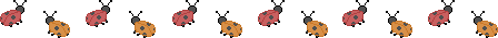 red and orange ladybugs in a row