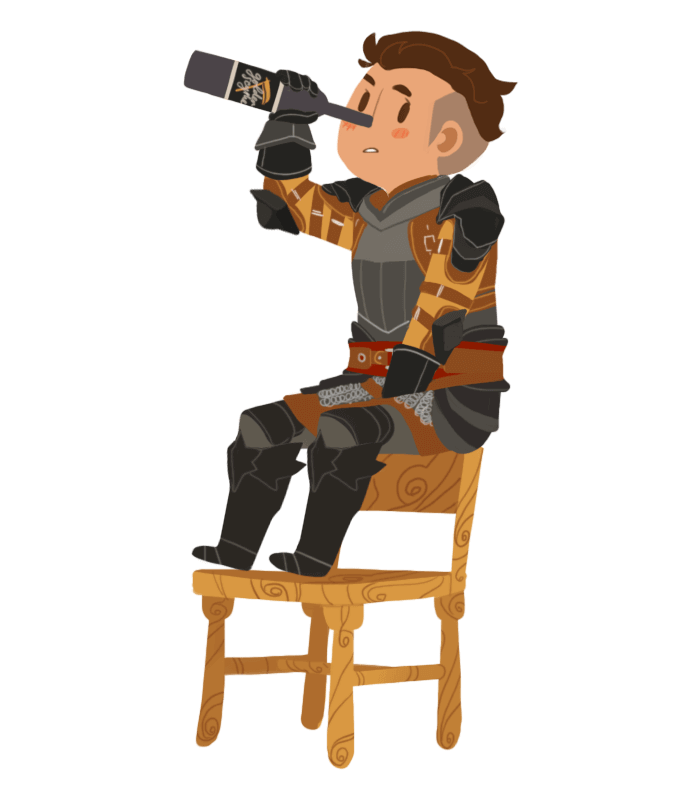 krem sitting on back of chair