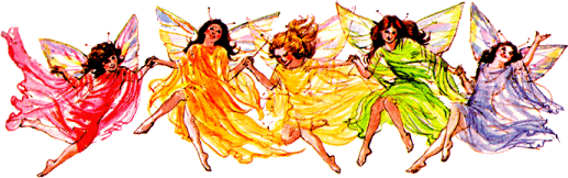 rainbow of fairies holding hands