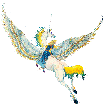 person on flying pegasus