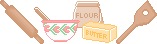 divider with rolling pin mixing bowl flower butter and mixing spoon