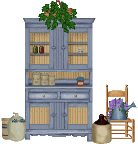 blue kitchen hutch