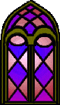 purple stained glass window