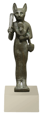 Bast with sistrum and basket