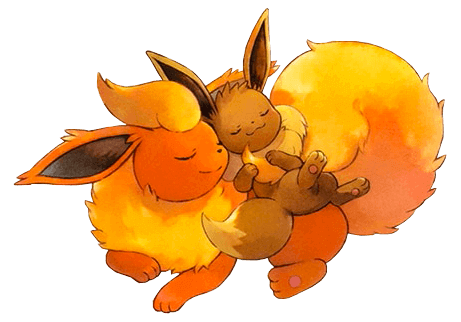 sleepy flareon and eevee